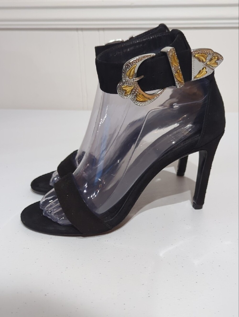 Maje Falbaria Buckled Suede Heels Womens - size 38